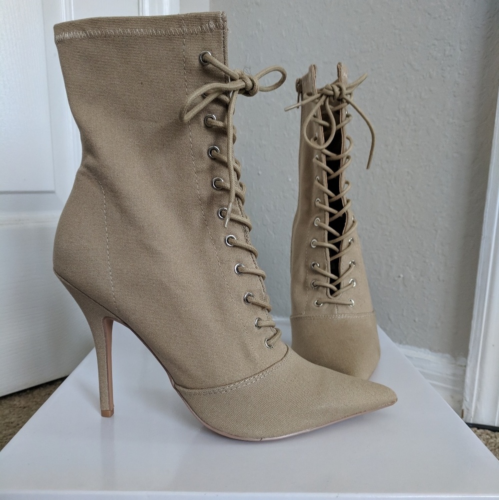 Tan Heeled Booties